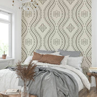 Classic damask design in fresh laurel oak tones

