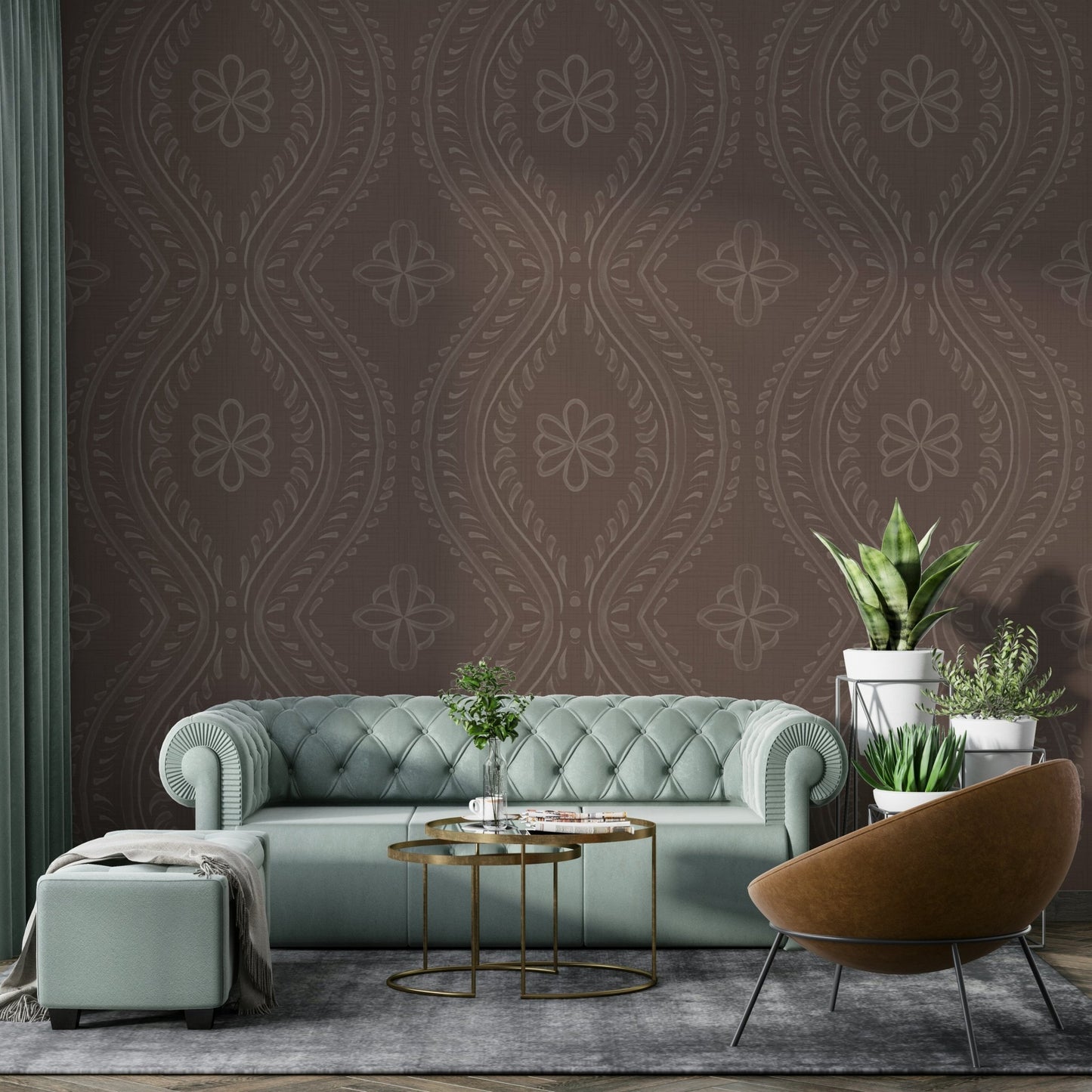 Wall mural with warm coffee brown tones

