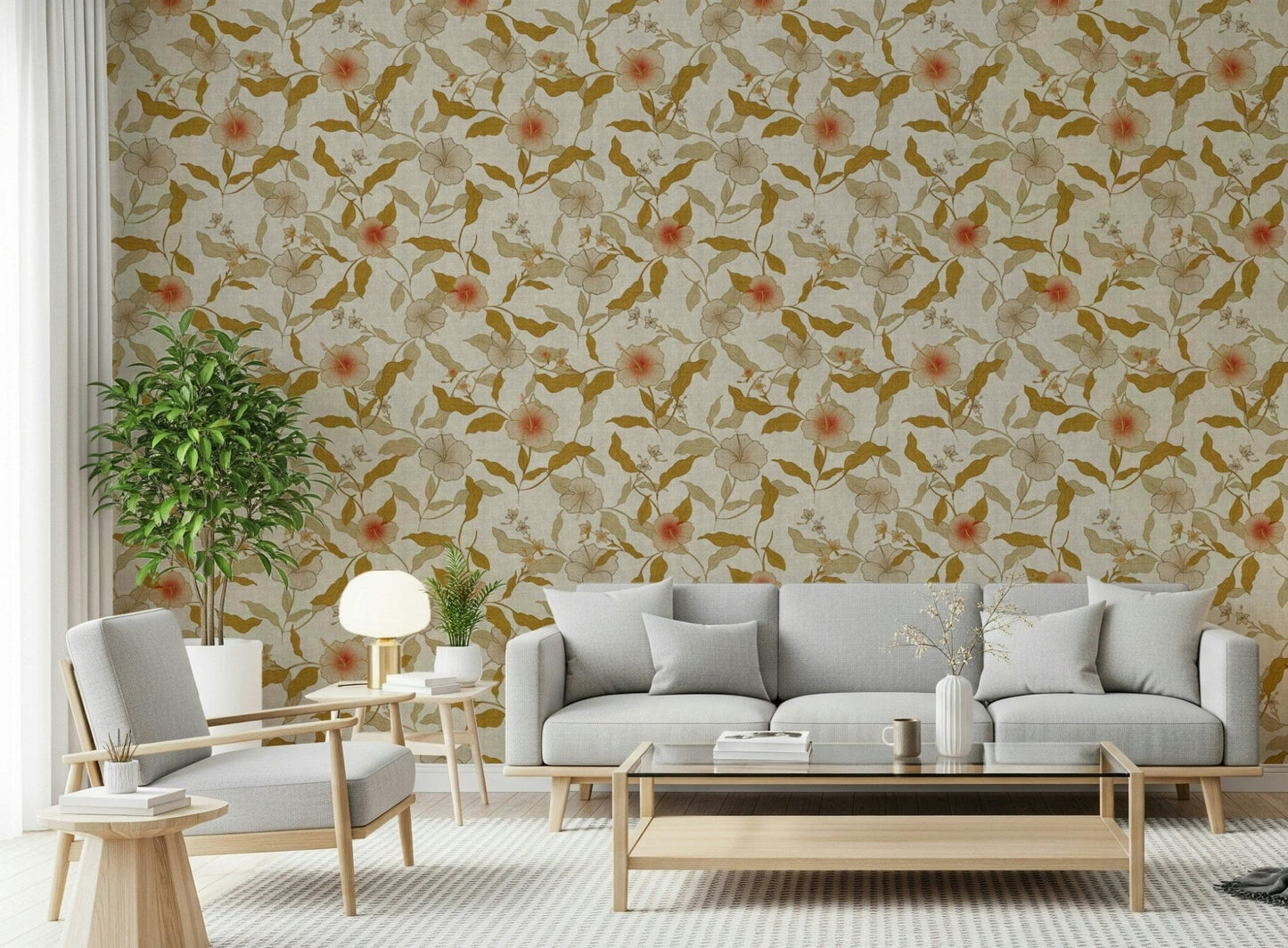 Faded Tropical Floral Timeless rustic faded flower motif.