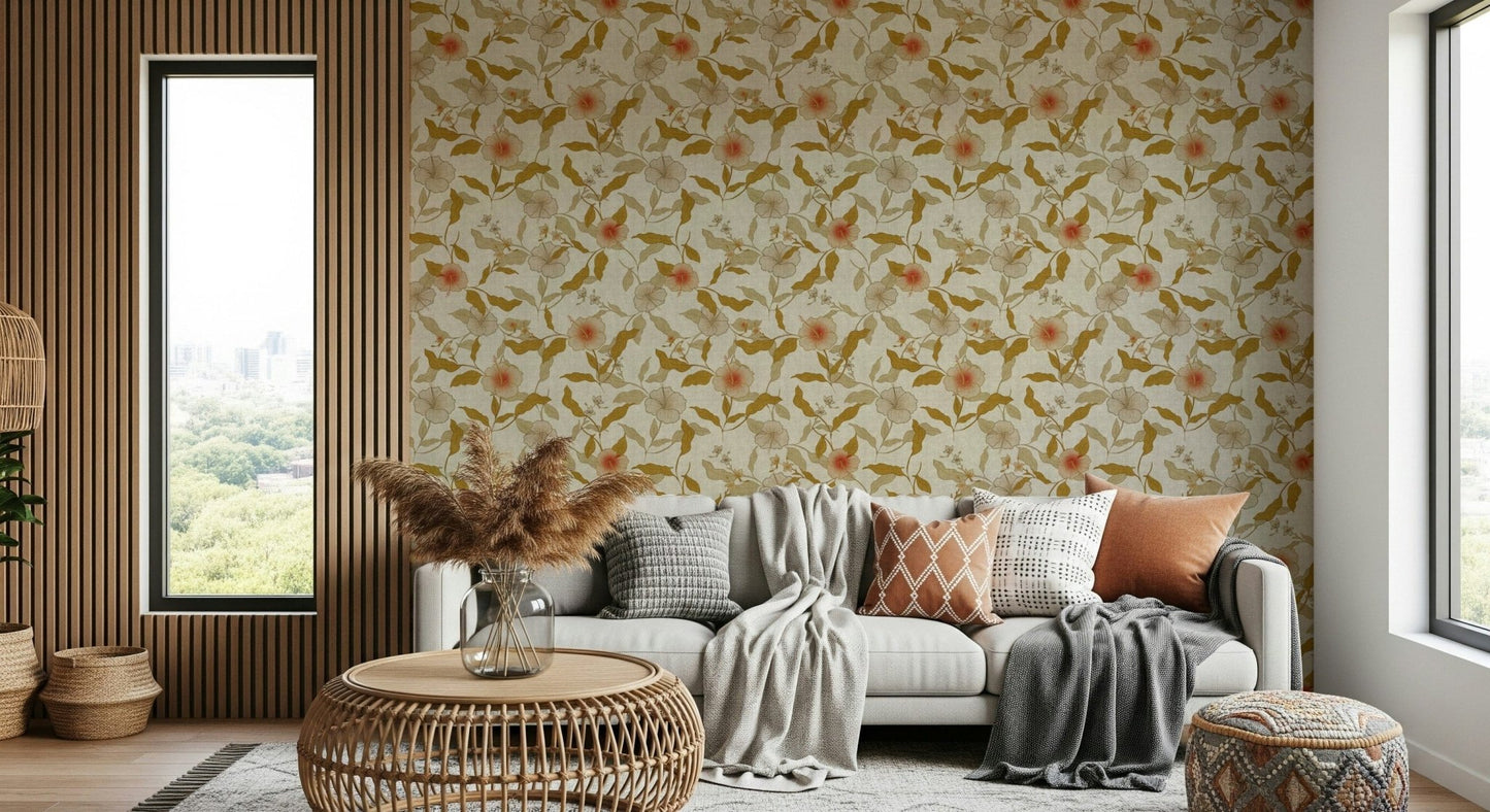 Faded Tropical Floral Timeless lovely repeating bloom paper.