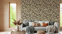 Repetitive purple and green bloom wallpaper for walls.
