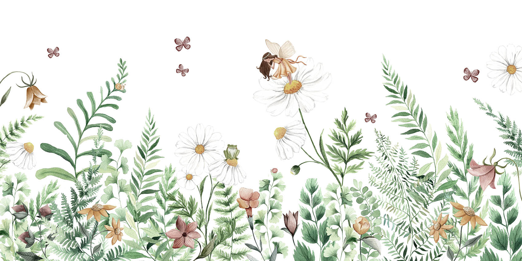 Fairy Garden Flowers Wallpaper Murals in your room — zoomed