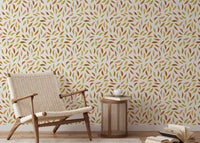 Cozy autumn wallpaper featuring scattered falling leaves

