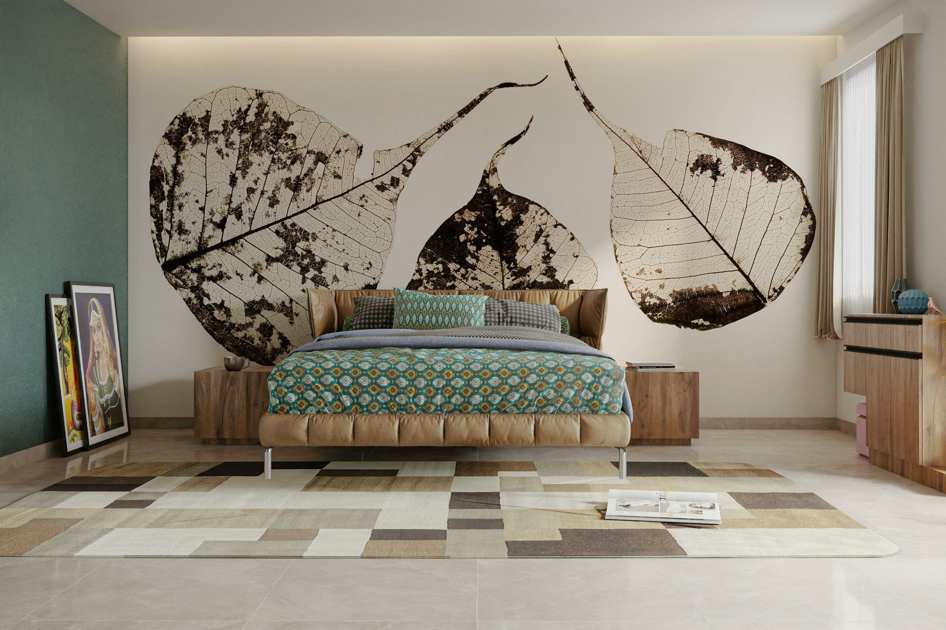 A beautiful autumn leaf wallpaper mural for a modern home.

