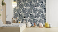 Navy background wallpaper with delicate white coral

