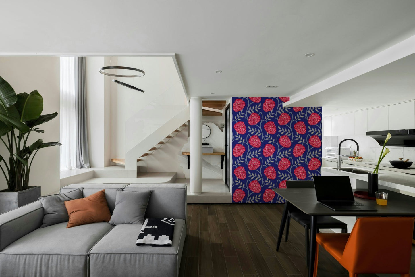 Modern Art Nouveau floral pattern.

