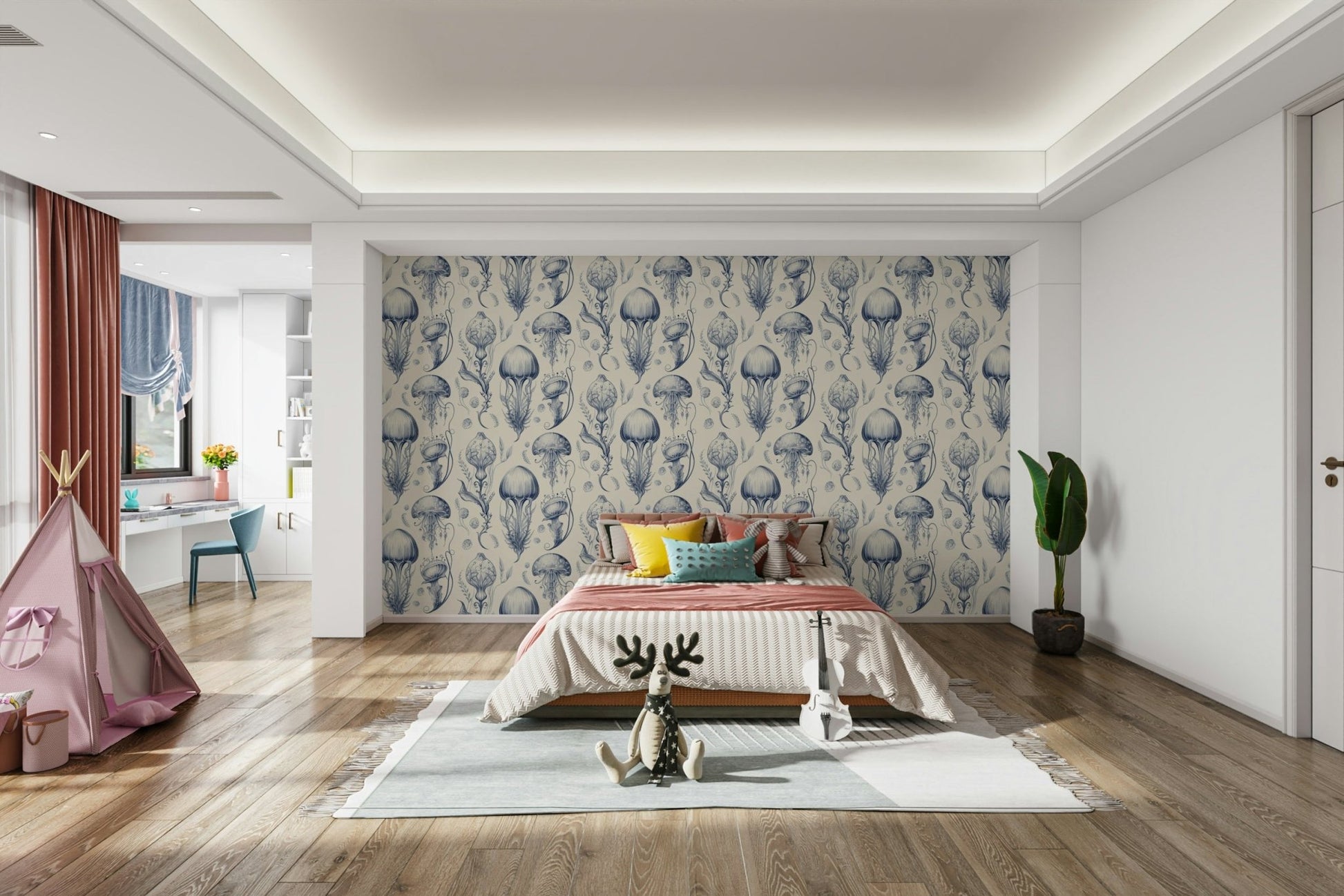 Peel-and-stick Fantastic Jellyfish wallpaper for peaceful rooms

