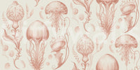 Ocean-inspired jellyfish wallpaper in muted pastels

