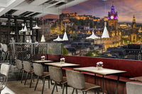 Edinburgh sunset skyline mural for modern interiors

