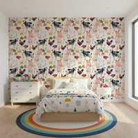 Playful Farmyard Friends farm animals art, ideal as nursery room wall covering.