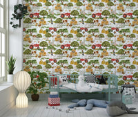 Farm Animals wall covering, heritage style illustration of livestock.