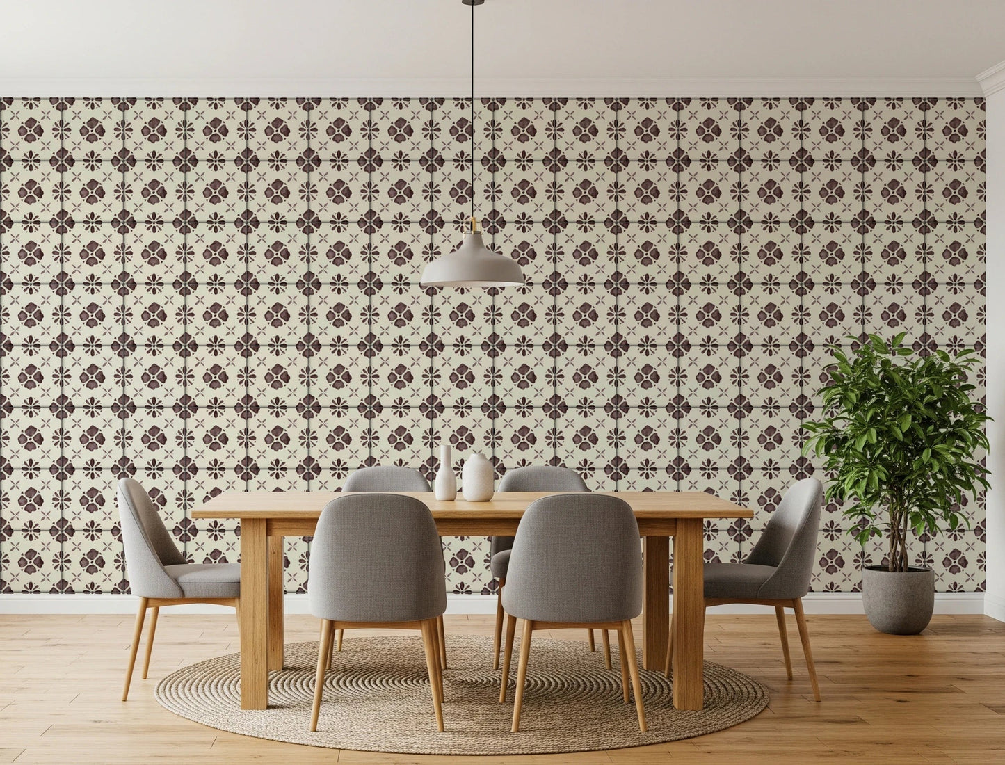 Farmhouse Classic Backsplash Choco Wallpaper⁠