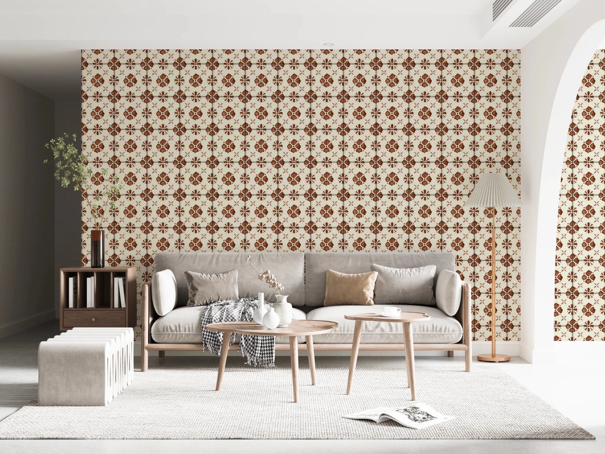 Farmhouse Classic Backsplash Clay Wallpaper⁠