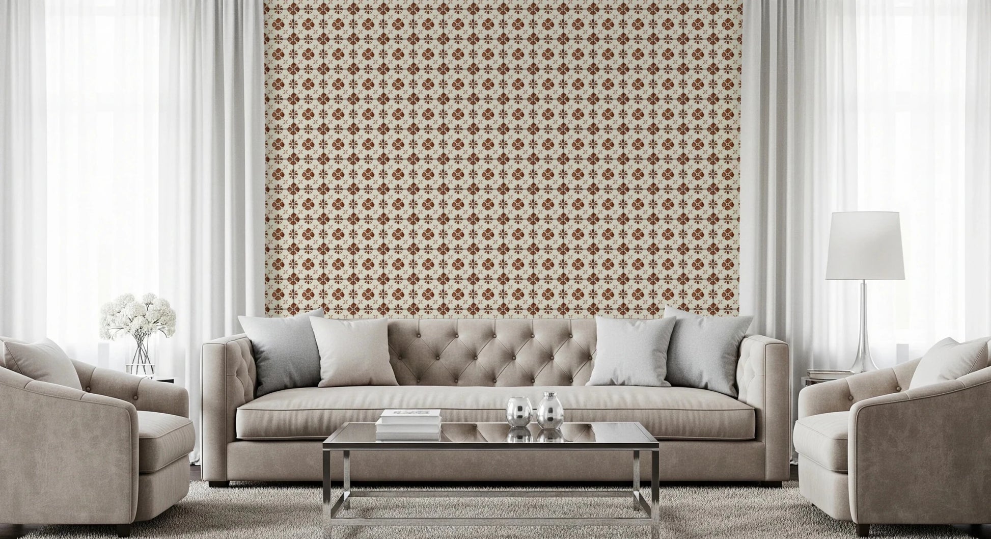 Farmhouse Classic Backsplash Clay Wallpaper⁠