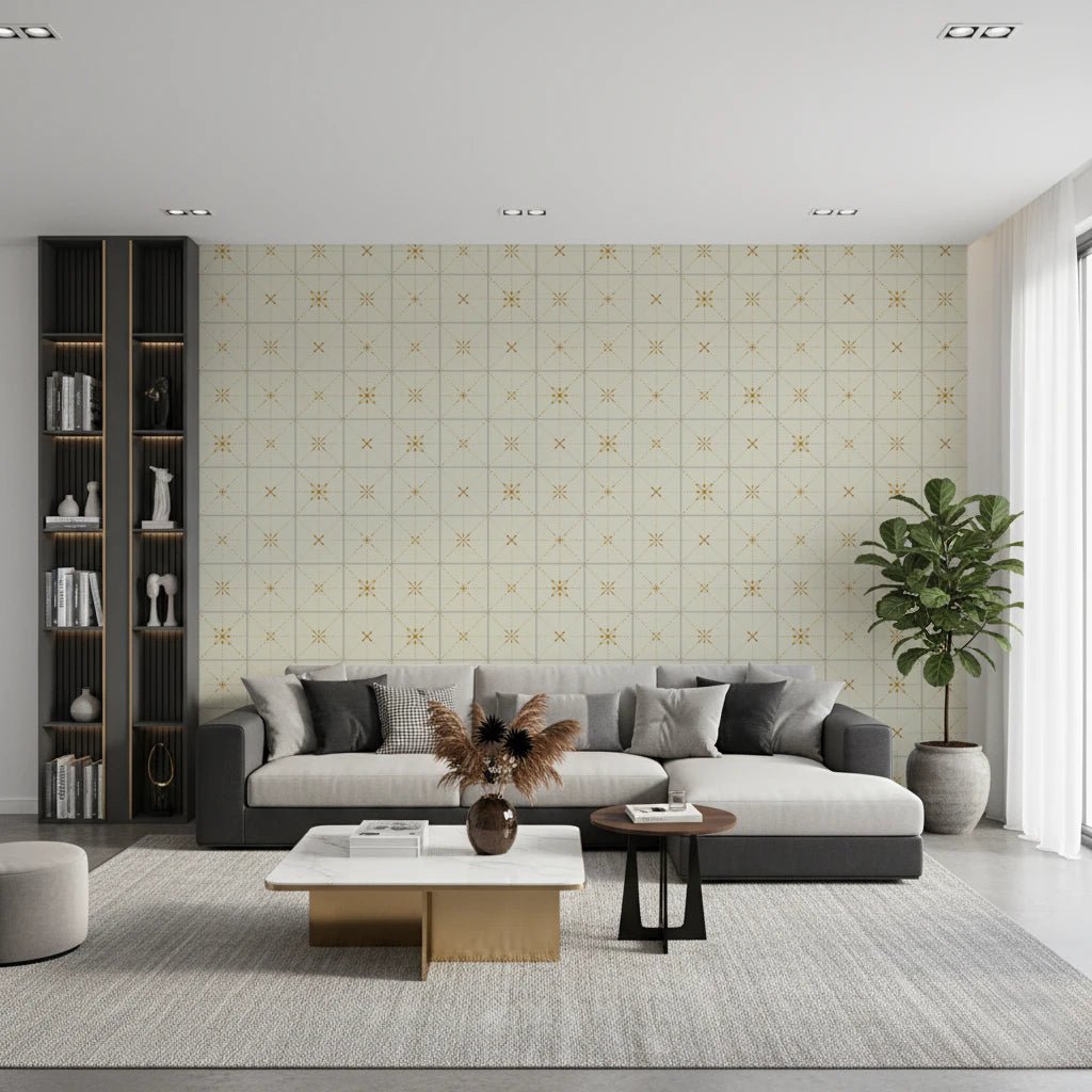 Farmhouse Delicate Backsplash Gold Wallpaper⁠