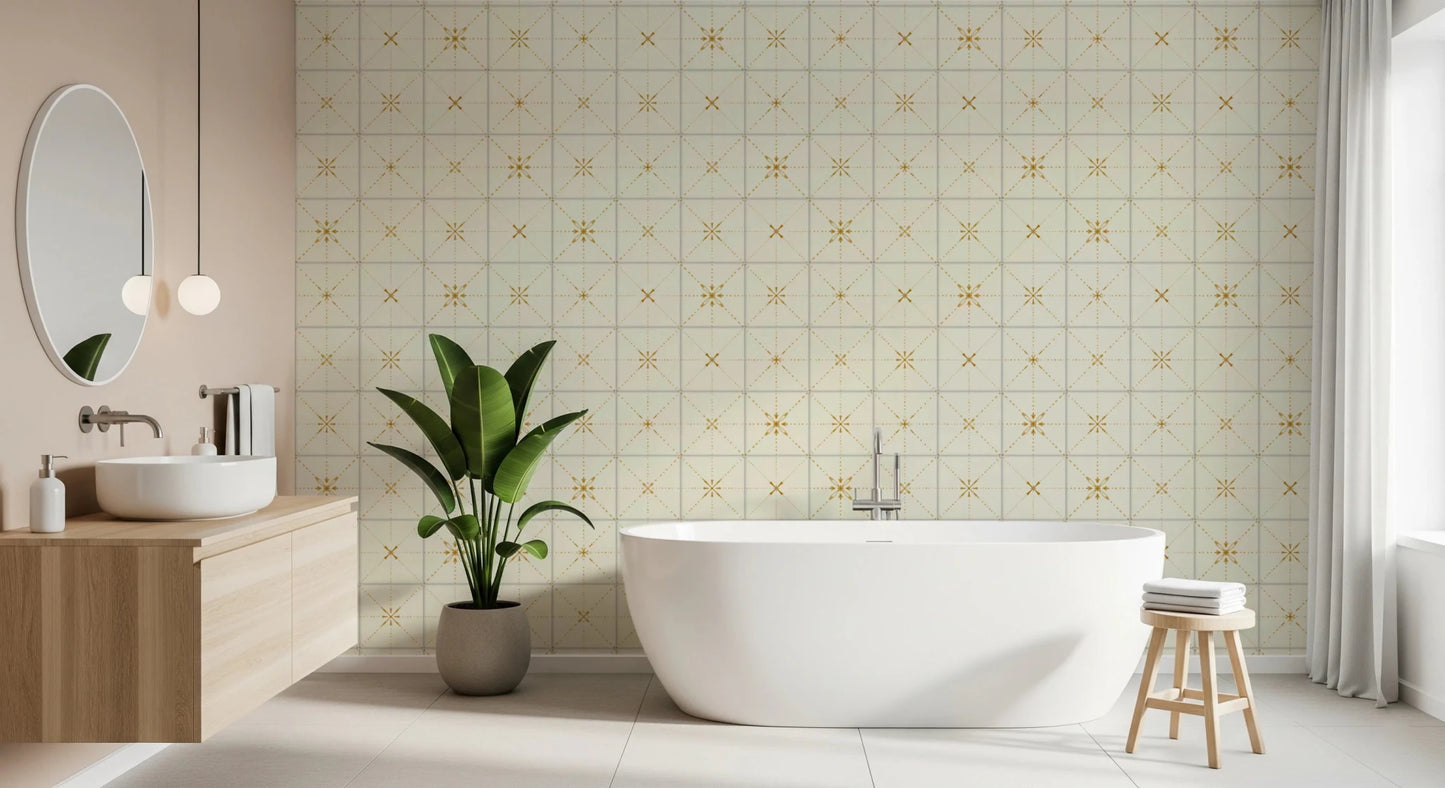 Farmhouse Delicate Backsplash Gold Wallpaper⁠