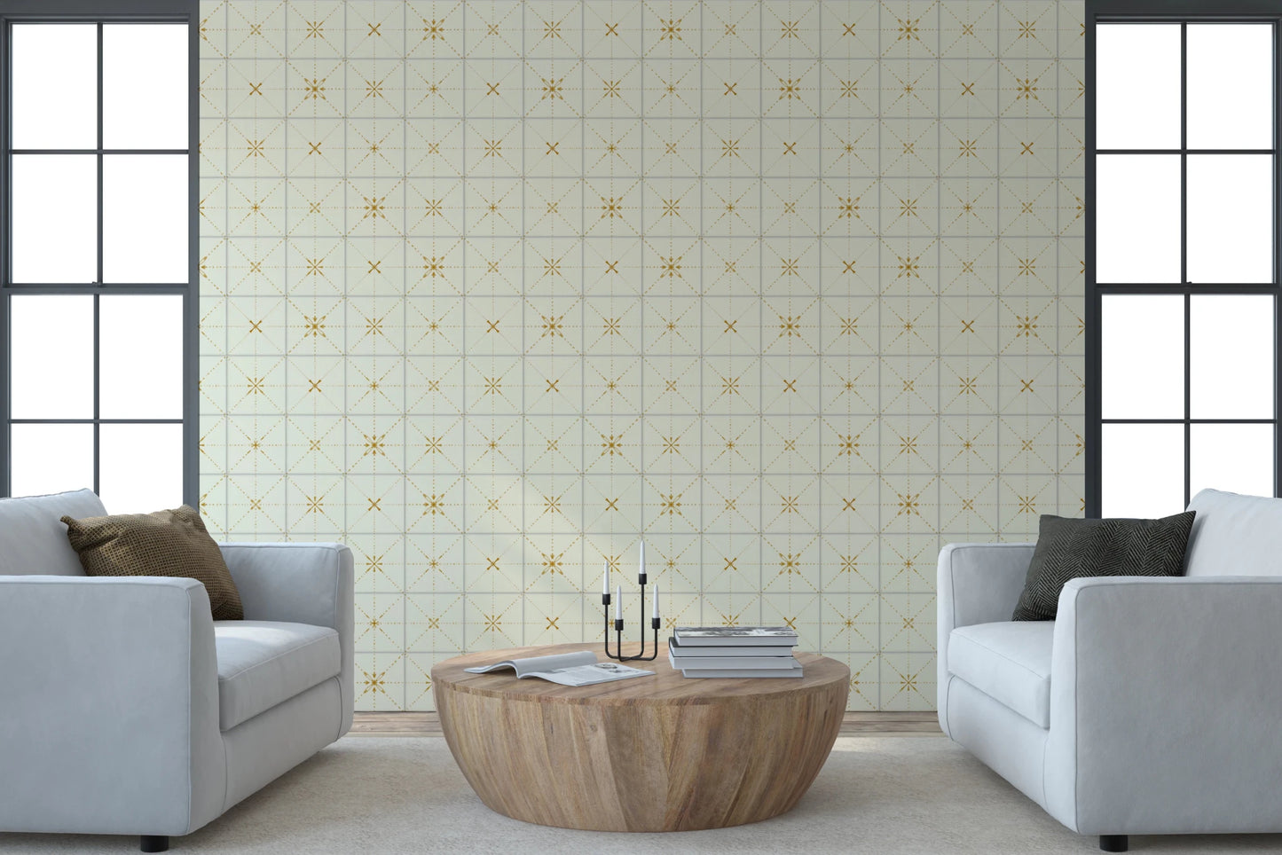 Farmhouse Delicate Backsplash Gold Wallpaper⁠