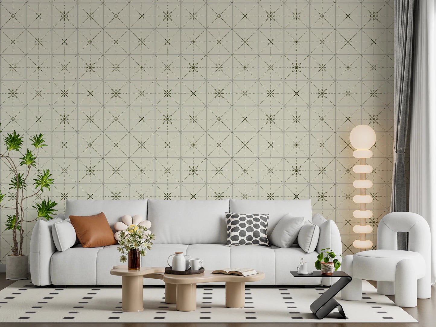 Farmhouse Delicate Backsplash Olive Wallpaper⁠