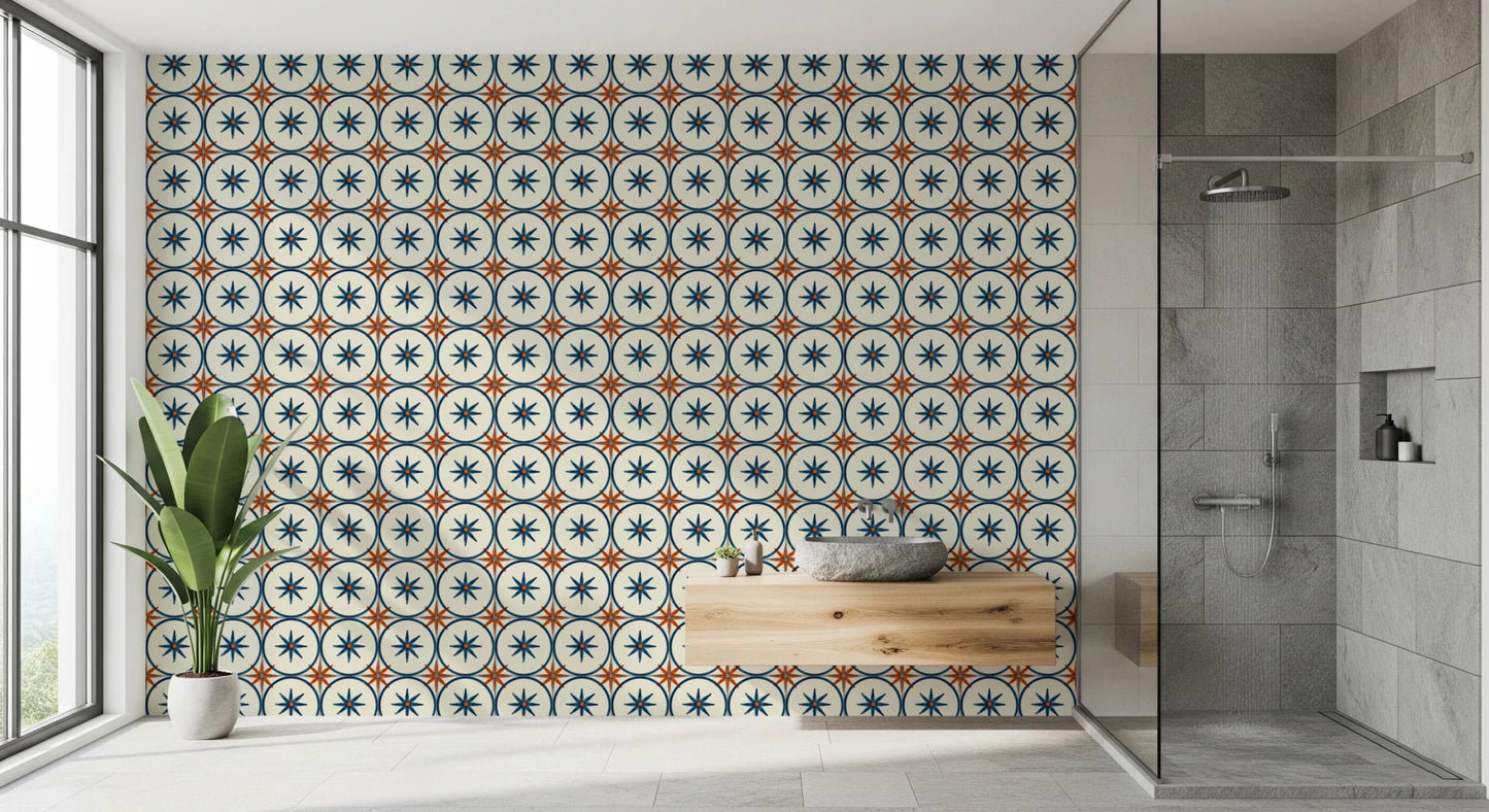 Farmhouse Timeless Backsplash Blue Wallpaper⁠
