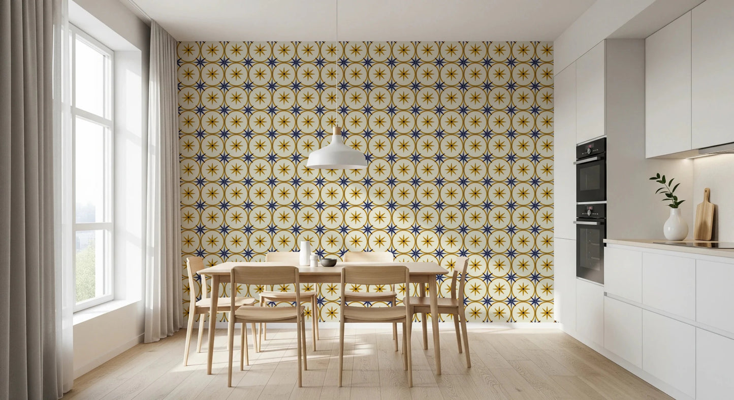 Farmhouse Timeless Backsplash Gold Wallpaper⁠