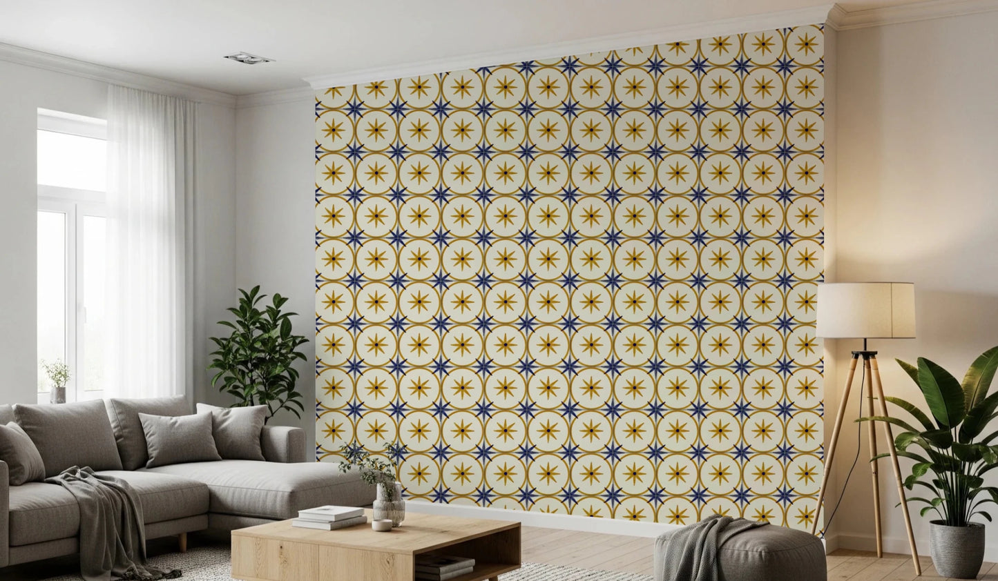 Farmhouse Timeless Backsplash Gold Wallpaper⁠