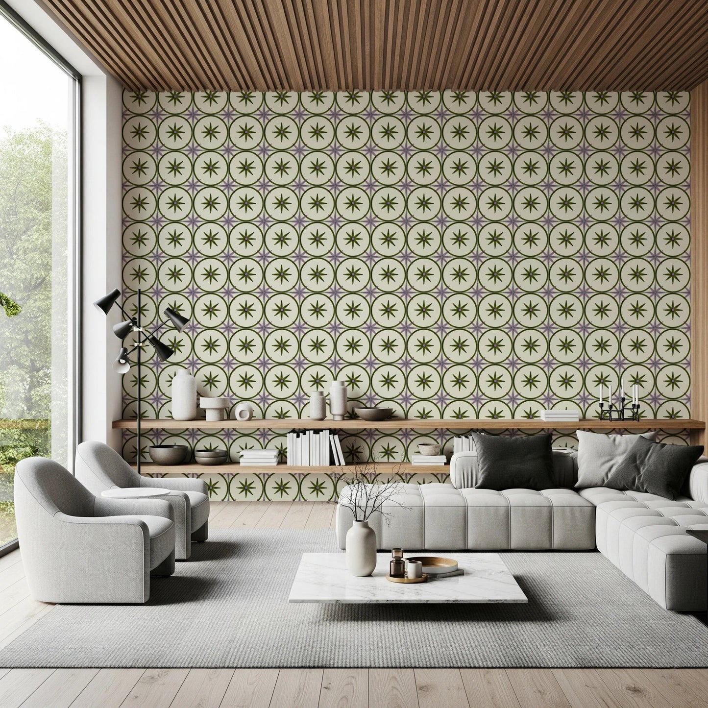 Farmhouse Timeless Backsplash Olive Wallpaper⁠