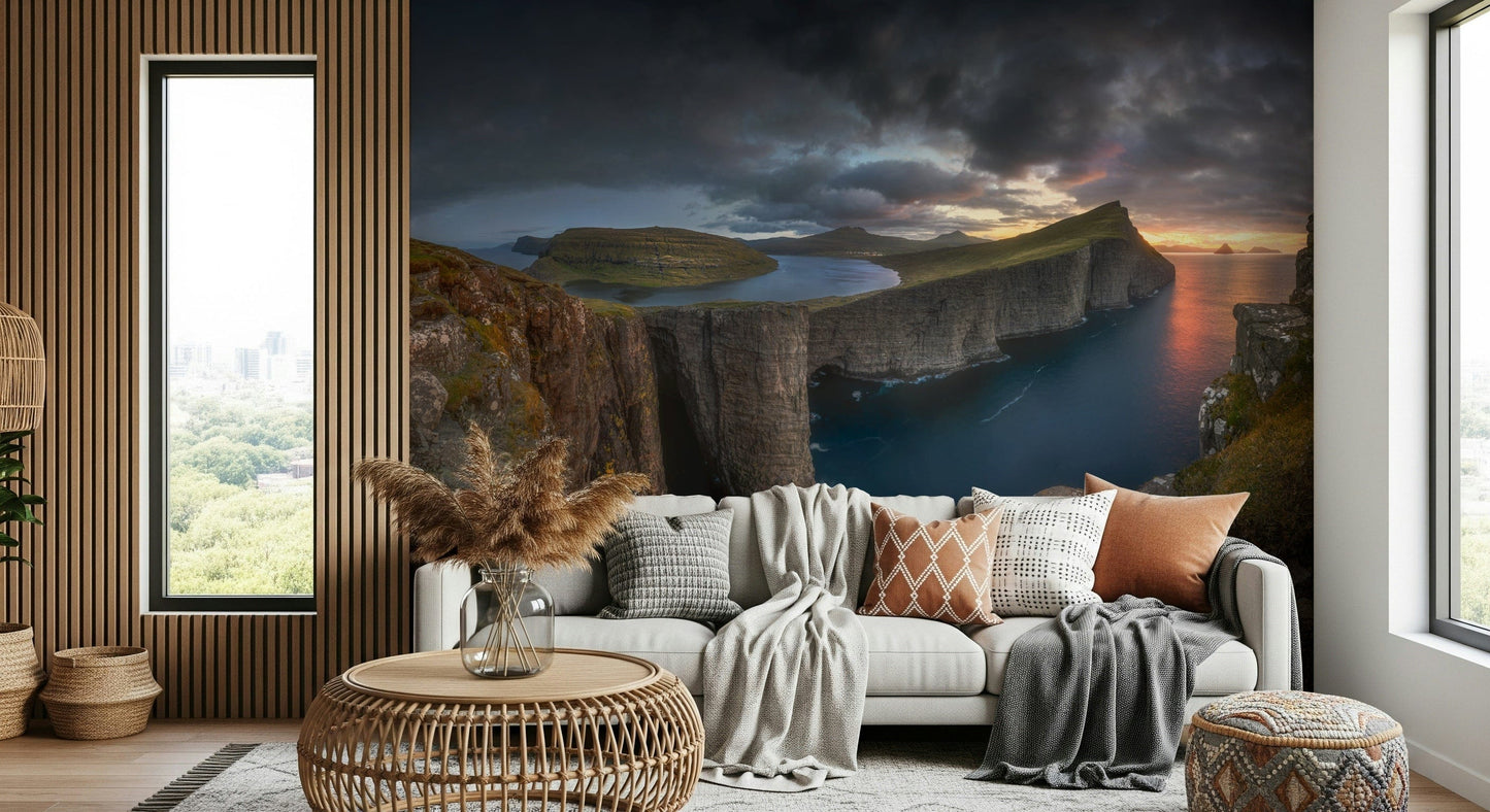 Faroe Cliffs Dawn Wall Mural -2655687