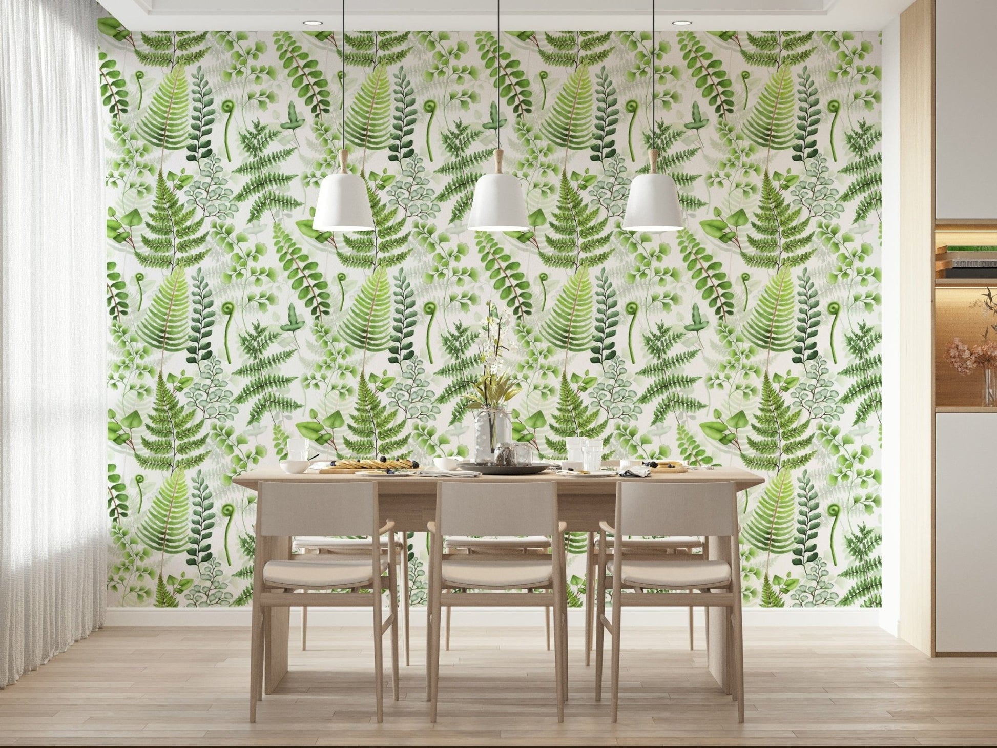 Greenery patterned wallpaper mural Fern Fantasy