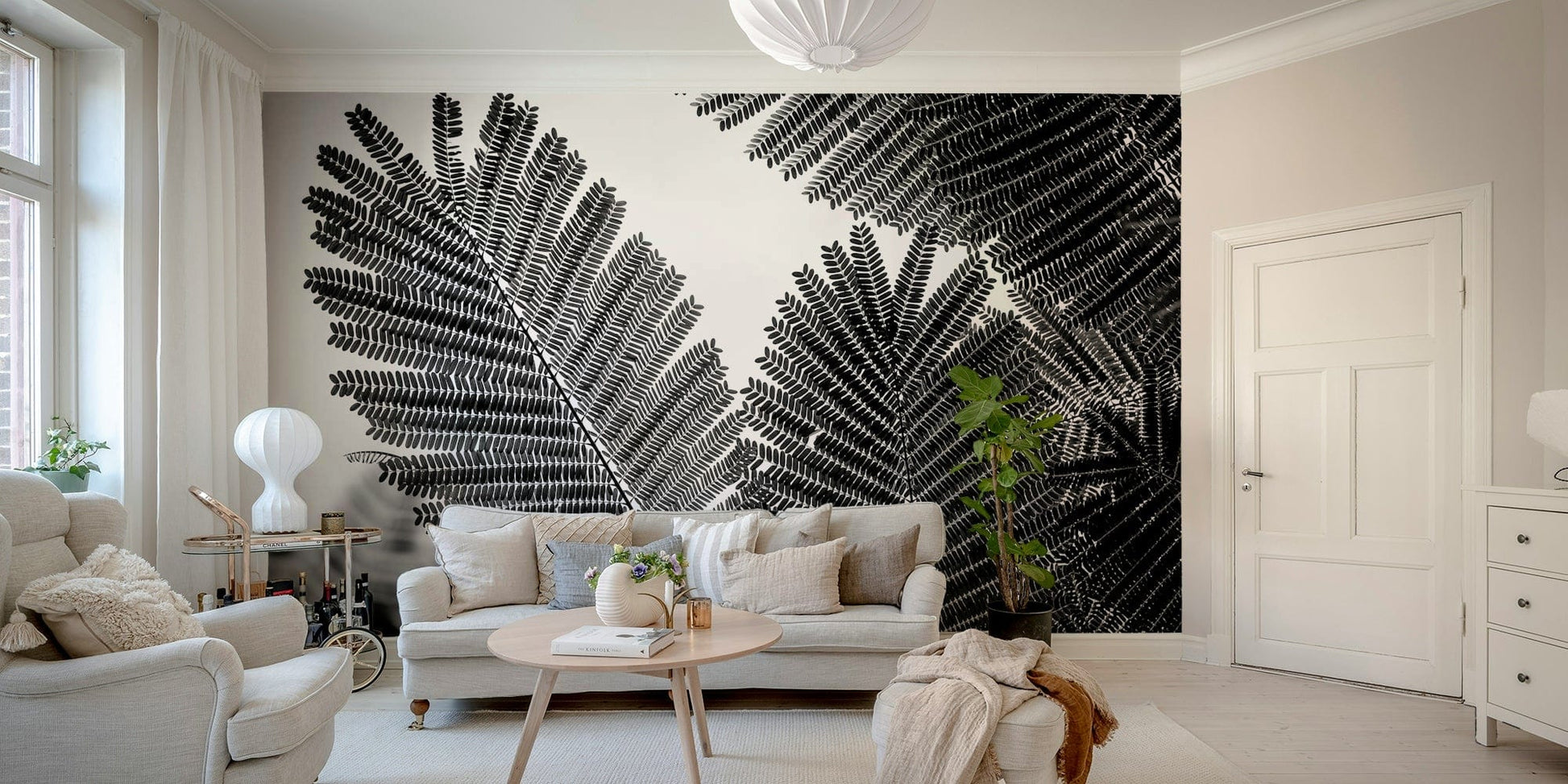 A beautiful modern art wall mural for a living room.

