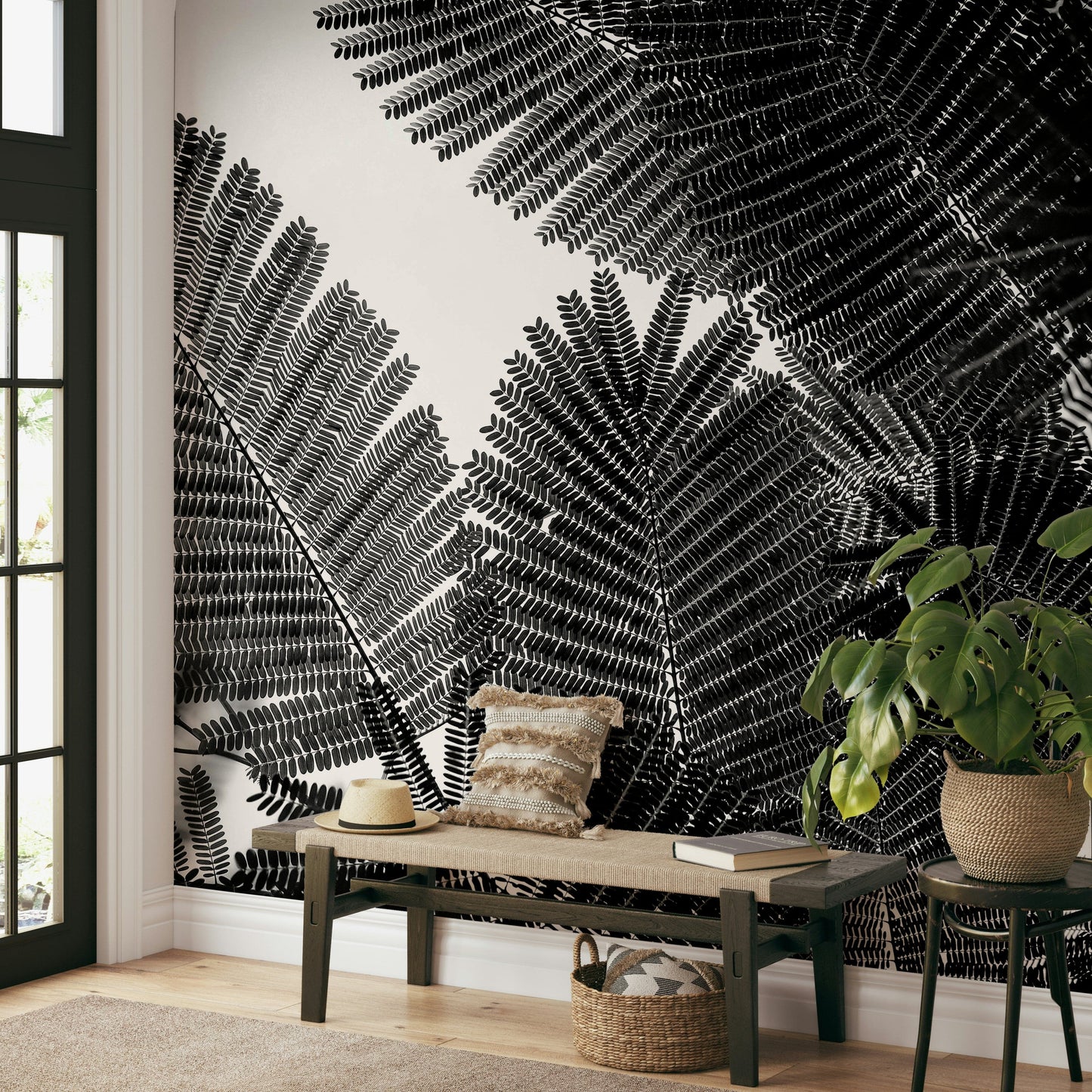 A beautiful geometric pattern wallpaper mural for a modern room.

