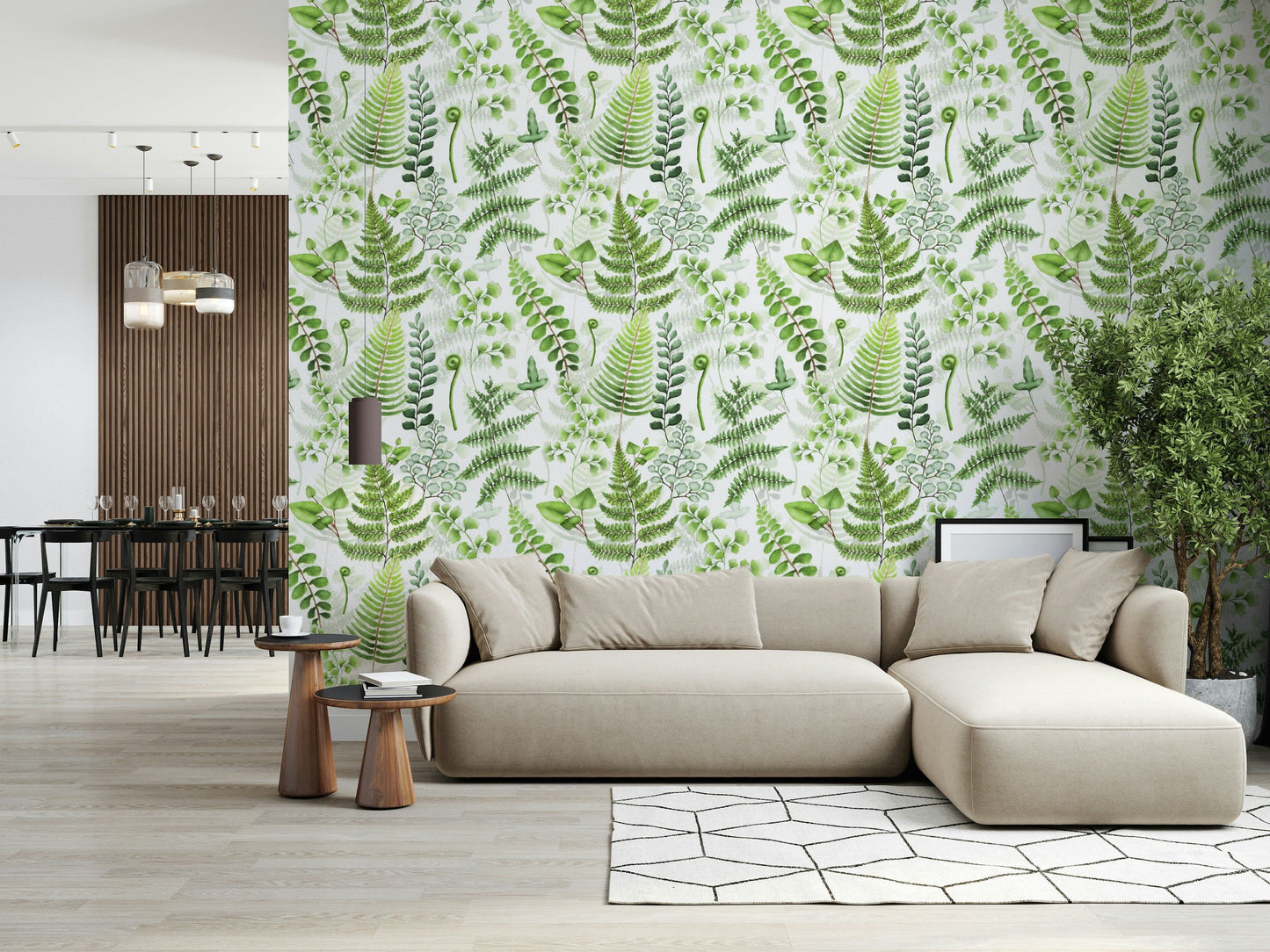Tropical leaves peel and stick wallpaper Fern Fantasy