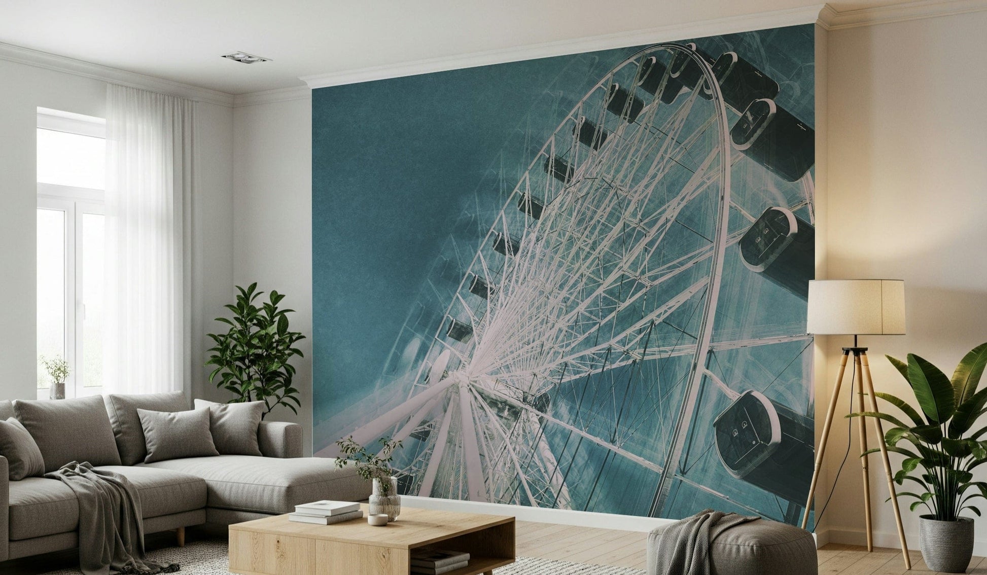 Ferris Wheel Sky Gaze Wall Mural featuring a Ferris wheel against a dreamy sky.