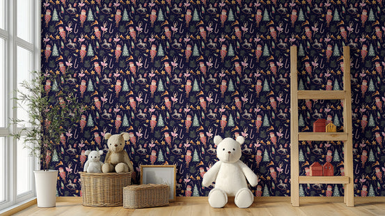 Christmas-themed dancing doll mural
