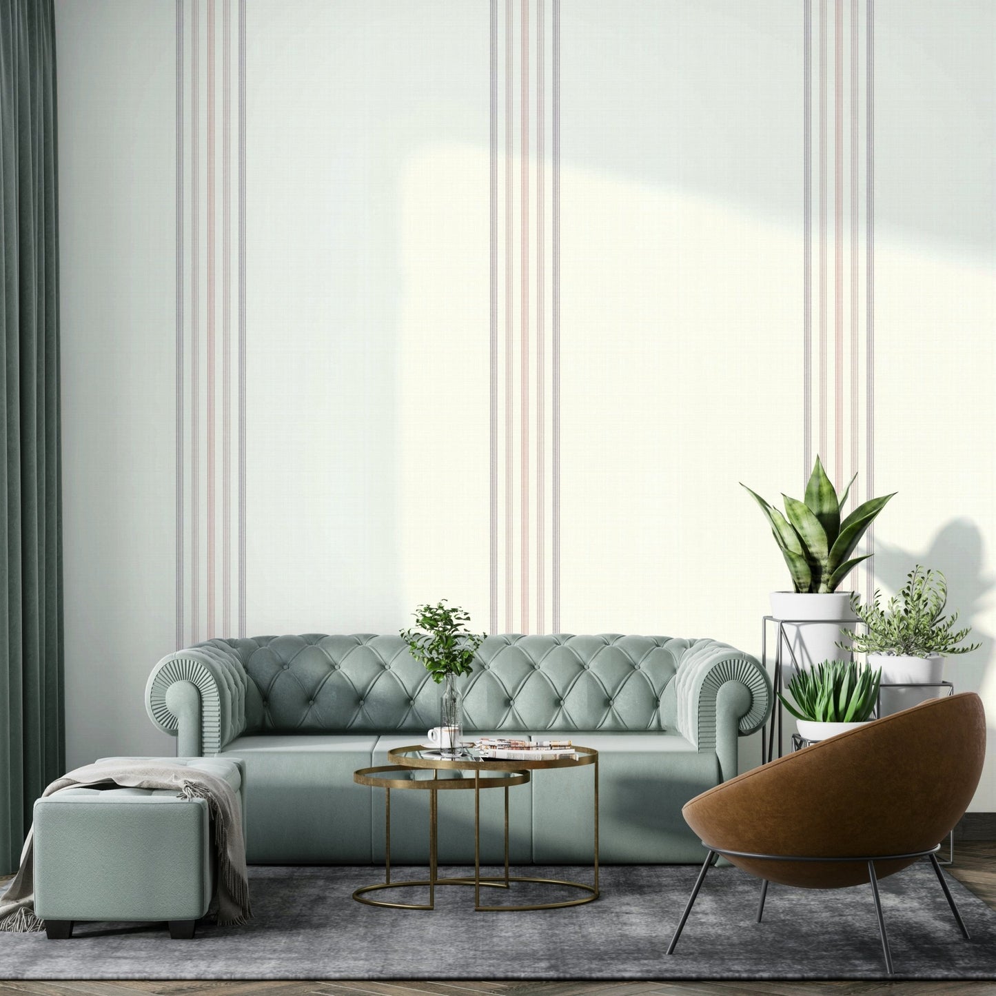 Fine vertical lines in soft pink and ivory
