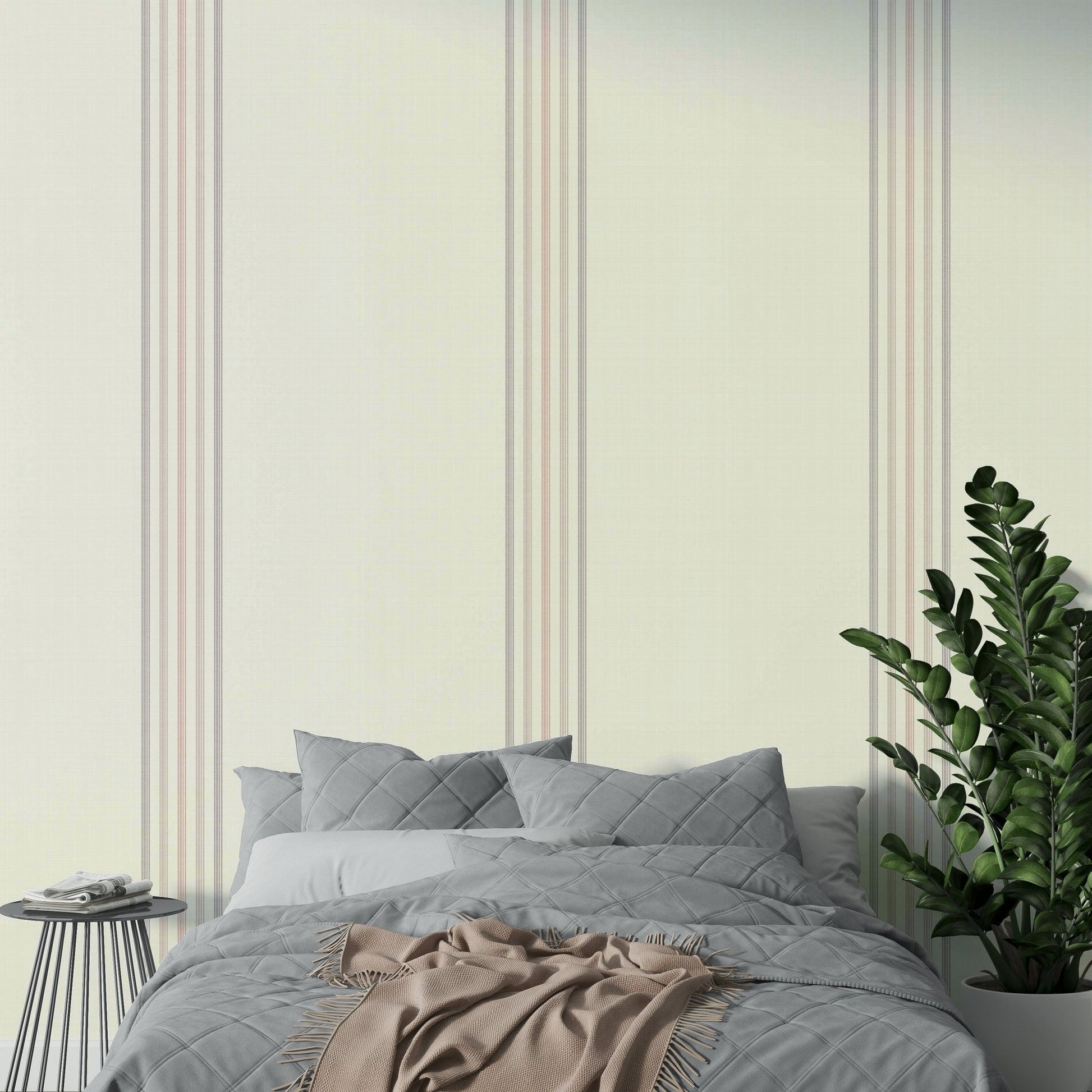 Pale pink and cream striped wallpaper
