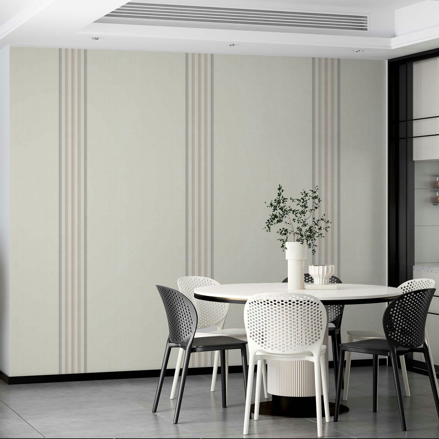 Romantic stripe wallpaper in blush tones
