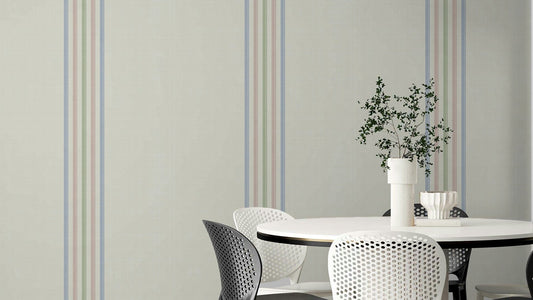 Clean line mural with seasonal colors
