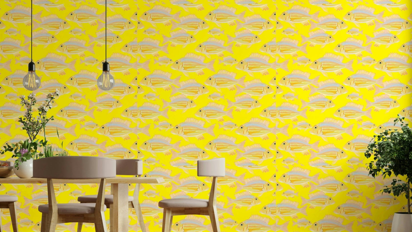 Fish Wallpaper with elegant swimming fish motifs

