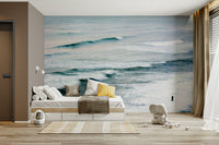 An artistic sea landscape mural for home decor.

