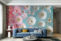 Elegant wall mural with subtle floral movement.

