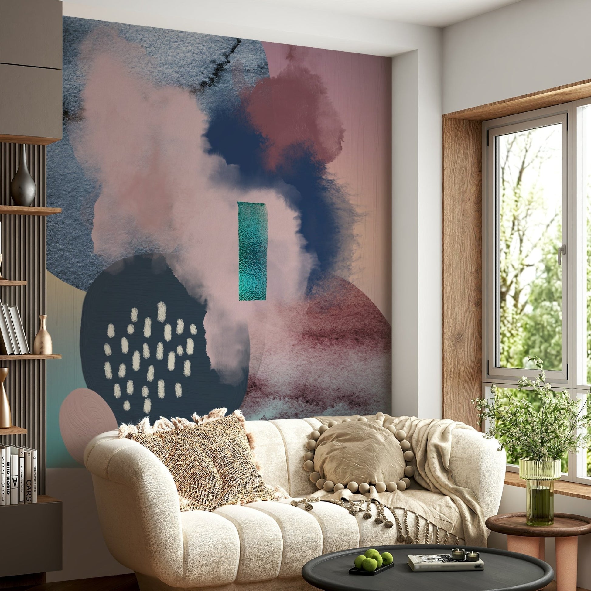 Light and dreamy mural design for calm and modern spaces.

