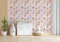 Adorable watercolor style fox bunny bear Floral Friends wall piece.