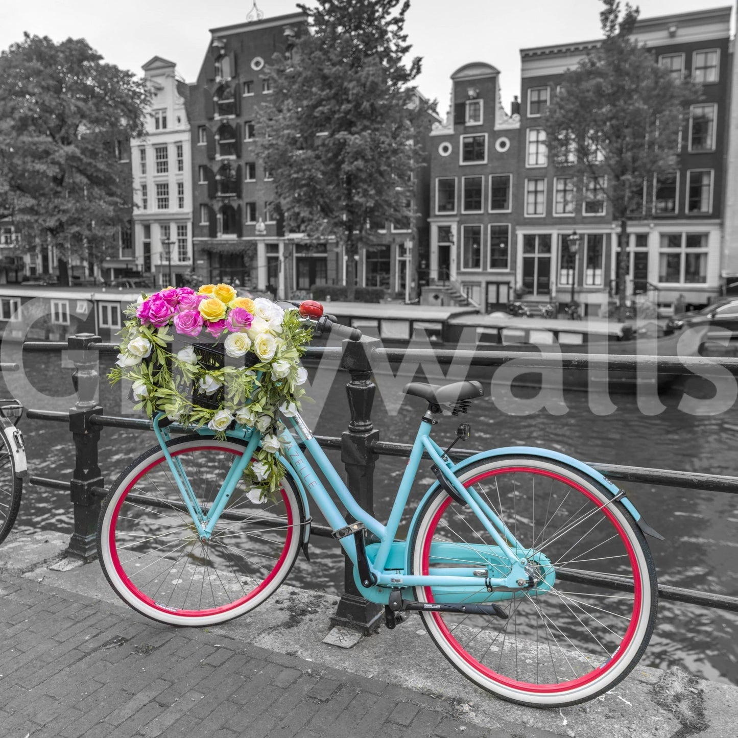 Floral Bicycle of Amsterdam Wall Mural