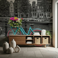 Floral Bicycle of Amsterdam Wall Mural