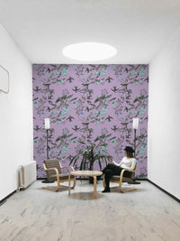 A calming aviary design wallpaper mural that defines a space.

