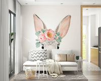 Focus on the bunny's expression and the variety of flowers.

