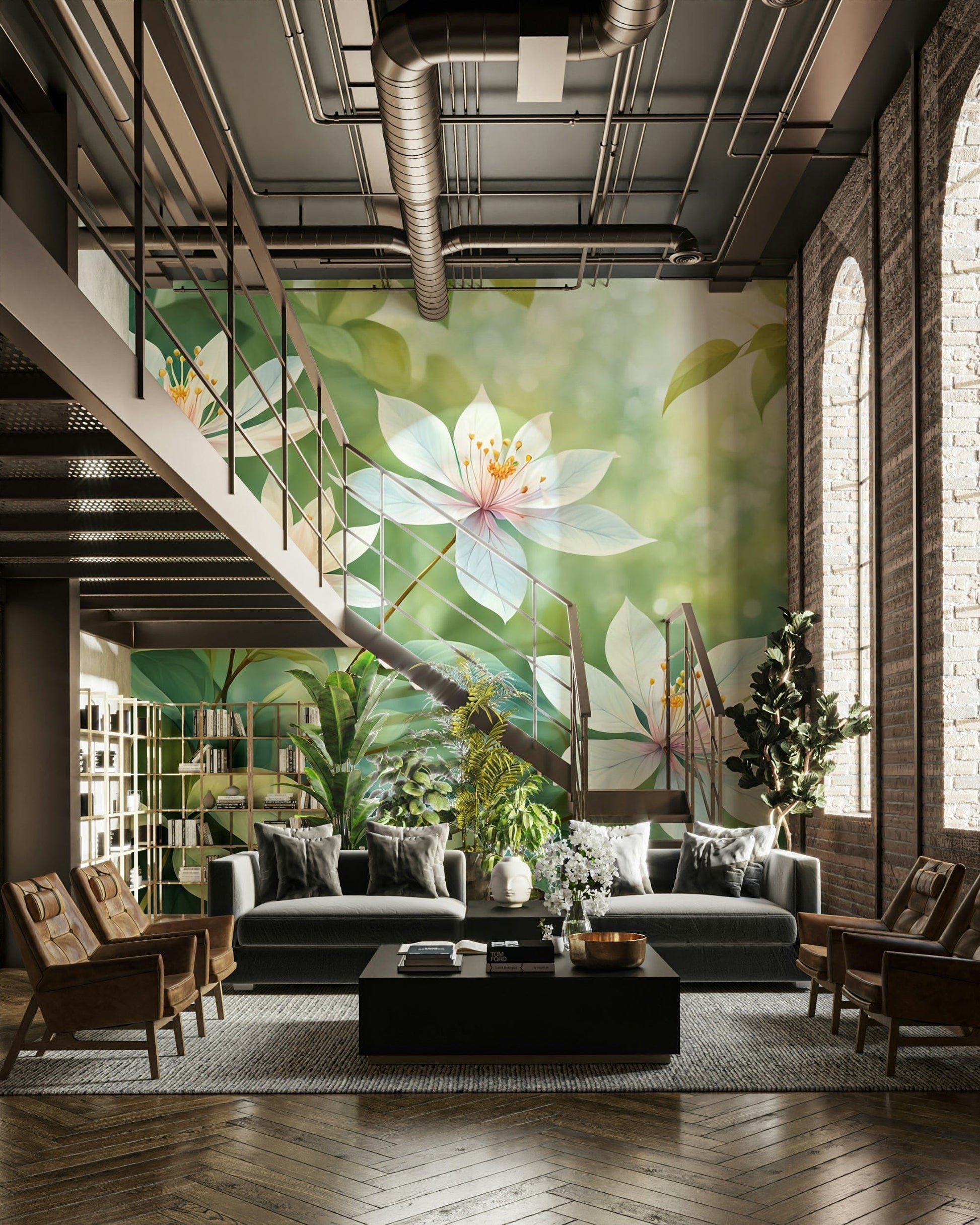 The wallpaper for walls being admired in a home.
