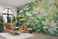 A detail shot of the elegant lines in the wallpaper.