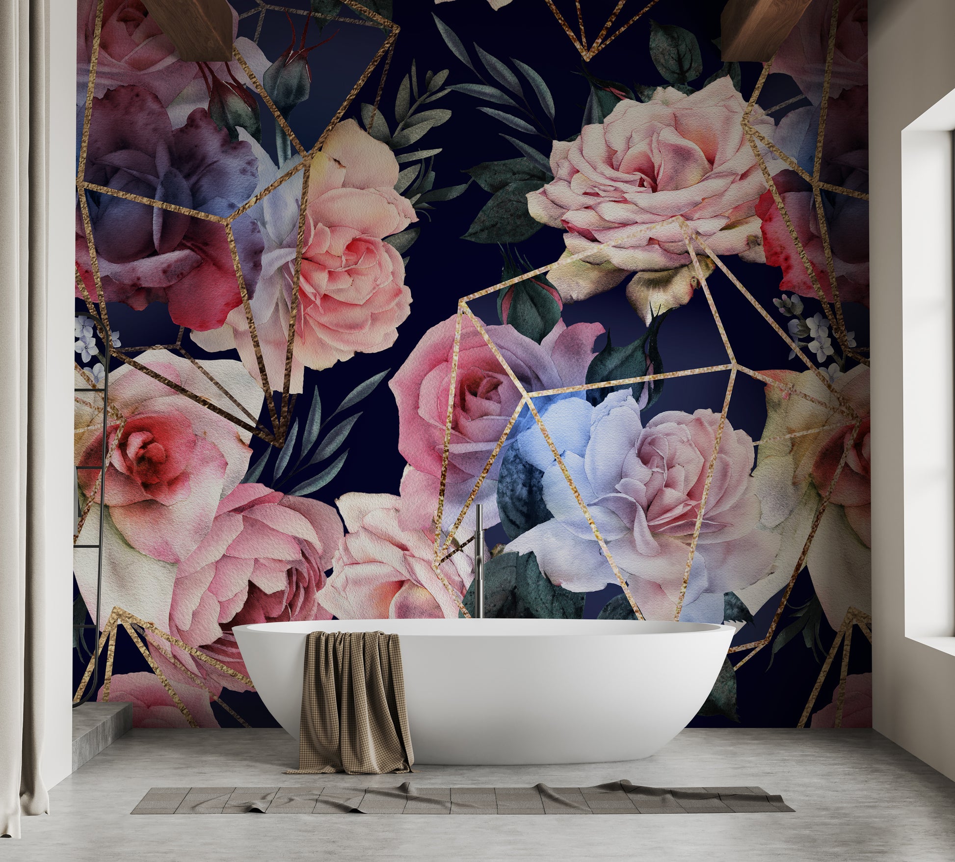Subtle Metallic Floral Wall Mural