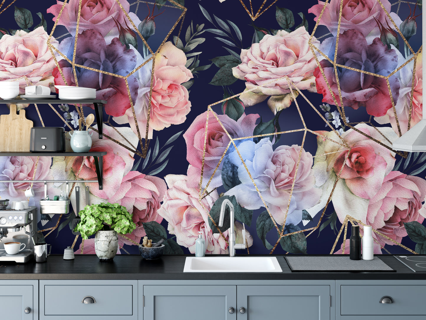 Luxe Gold Accent Wallpaper Design